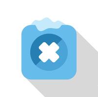 Frozen remove button with cross sign and long shadow vector