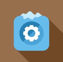 Blue app icon showing a cogwheel setting symbol with snow falling on top vector