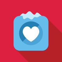 Heart icon melting on blue rounded square button vector