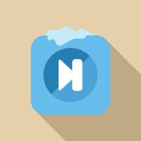 Next track button partially covered by snow, winter music concept vector