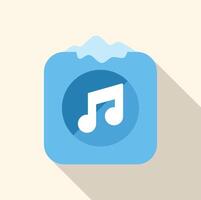 Frozen music app icon with long shadow and white note vector