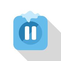 Pause button covered with snow, winter break concept vector