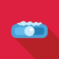 Soap with foam in soap dish creating big bubble on red background vector