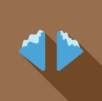 Two triangular icebergs floating with snow on top, minimalist icon design vector