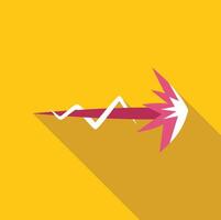 Magic arrow flying with wavy trail on yellow background vector