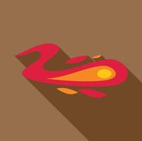 Abstract red and orange flame with long shadow on brown background vector