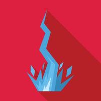 Ice bolt striking red surface creating cracks and splinters vector