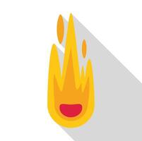 Burning fire flame with long shadow and red center vector