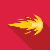 Fiery comet flying through space with long tail and red background vector
