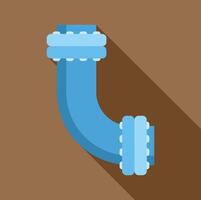 Blue pipe with flanges creating ninety degree angle on brown background vector