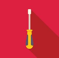 Yellow screwdriver with long shadow on red background vector