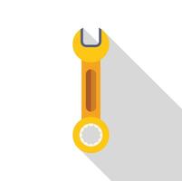Adjustable wrench with long shadow on white background vector