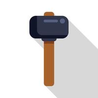 Heavy hammer with wooden handle casting long shadow vector