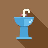 Blue sink with faucet and long shadow on brown background vector