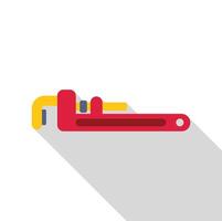 Red pipe wrench with yellow handle and long shadow vector