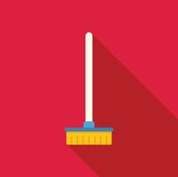 Cleaning brush on red background with long shadow vector