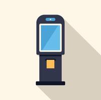 Payment terminal processing payment with contactless technology and long shadow vector