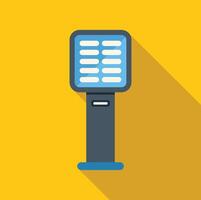 Parking meter with electronic display showing parking time and fees on yellow background vector