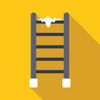 Ladder covered with snow on yellow background vector