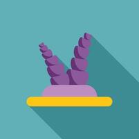 Purple spiral shell growing on a rock with yellow base on turquoise background vector