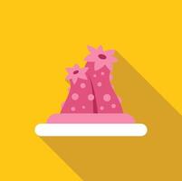 Pink actinia growing on seabed with long shadow on yellow background vector