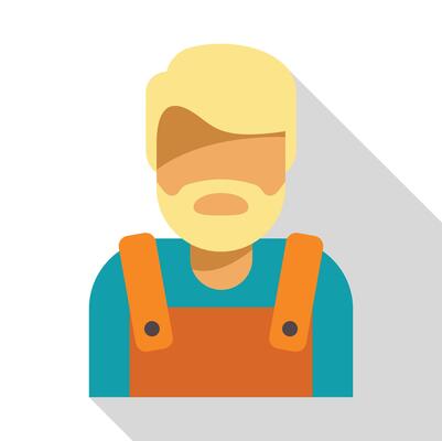 Portrait of blond bearded worker wearing orange overalls
