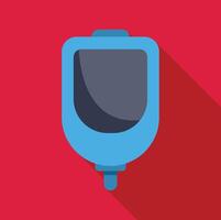 Glucometer measuring blood glucose level on red background vector