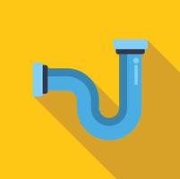 Blue plumbing pipe with u bend shape creating water trap on yellow background vector