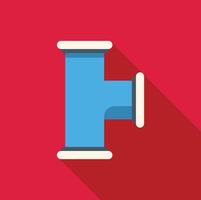 Blue pipe connecting on red background with long shadow vector