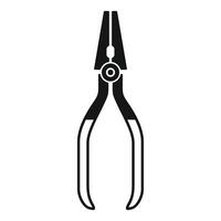 Black pliers isolated on white background, simple icon of pliers vector