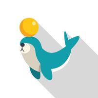 Circus seal balancing ball on its nose, performing trick vector
