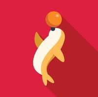 Trained seal balancing ball on nose in circus show vector