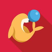 Trained sea lion balancing a ball on its nose in circus show vector