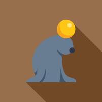 Circus seal balancing ball on its nose performing trick vector