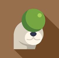 Cute polar bear balancing green ball on its head vector