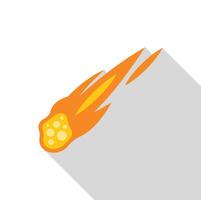 Burning meteor flying through space with long shadow vector