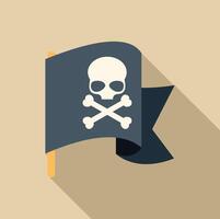 Pirate flag waving with skull and crossbones on beige background vector