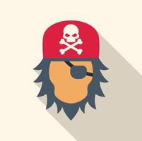 Pirate wearing red bandana with skull and crossbones and eye patch vector