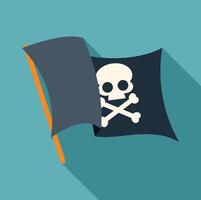 Jolly roger waving on turquoise background symbolizing piracy vector