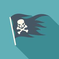 Jolly roger waving in the wind, pirate flag symbol of rebellion and danger vector