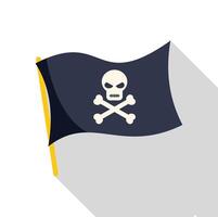 Black pirate flag waving with skull and crossbones showing in the wind vector