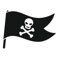 Black pirate flag waving with skull and crossbones showing a jolly roger symbol vector