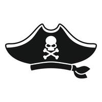 Black pirate hat with skull and crossbones showing power and danger vector