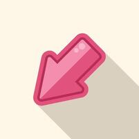 Pink arrow pointing downward with long shadow effect vector