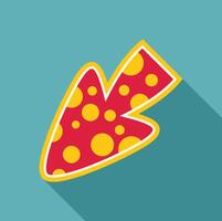 Red arrow pointing left with yellow polka dots and long shadow vector