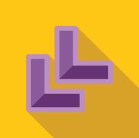 Two purple l shapes creating abstract design on yellow background vector