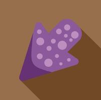 Purple arrow pointing down with circles and long shadow on brown background vector