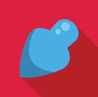 Spinning top toy with long shadow on red background vector