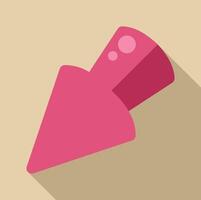 Pink trowel pointing downward with long shadow on beige background vector