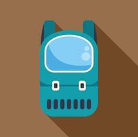 Turquoise backpack with long shadow ideal for hiking and trekking vector
